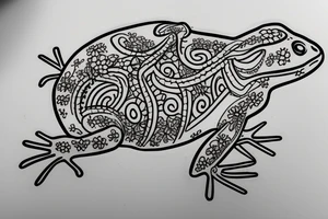 Puerto Rico frog with flowers and an old sun for the lower part of my back tattoo idea