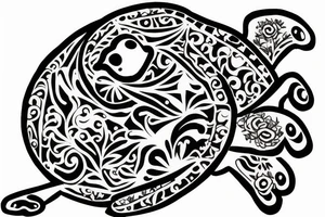 Puerto Rico frog with flowers and an old sun for the lower part of my back tattoo idea