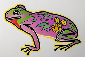 Puerto Rico frog with flowers and an old sun for the lower part of my back tattoo idea