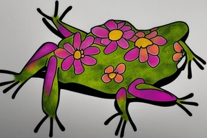 Puerto Rico frog with flowers and an old sun for the lower part of my back tattoo idea