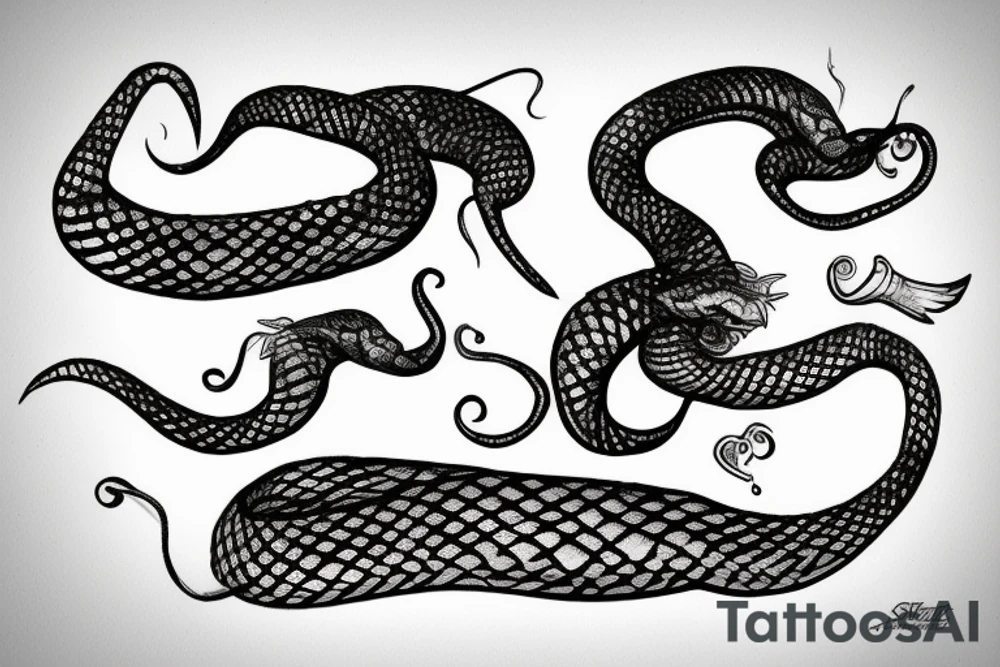 mini snake on a stiletto tattoo idea