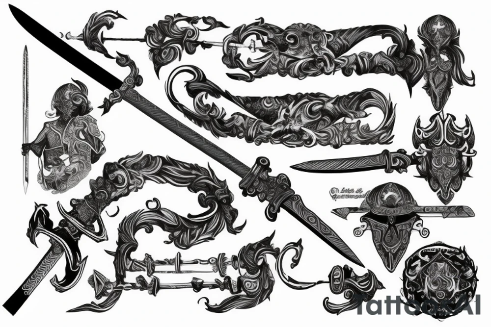 Long anine style sword tattoo idea