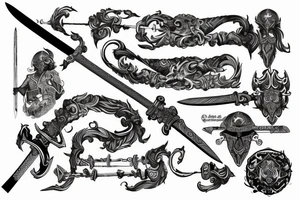 Long anine style sword tattoo idea