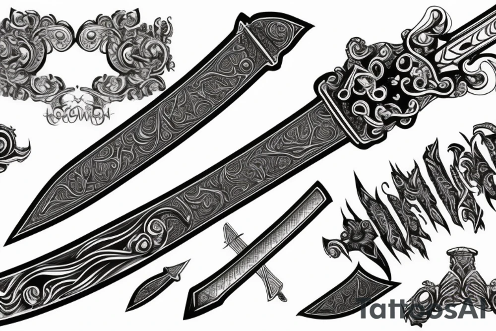 Long anine style sword tattoo idea