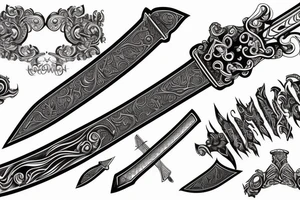 Long anine style sword tattoo idea