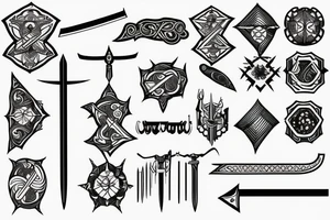 Long anine style sword line art tattoo idea