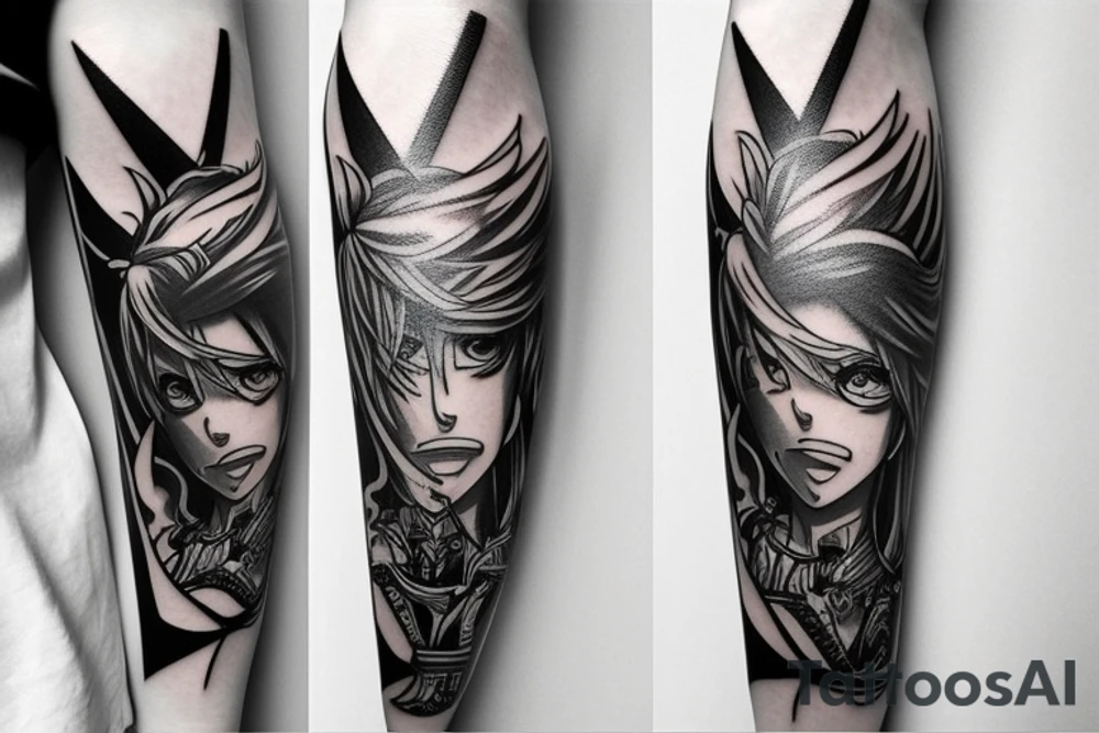 Anime sword forearm tattoo idea