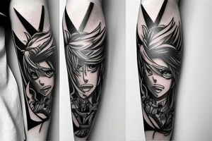 Anime sword forearm tattoo idea