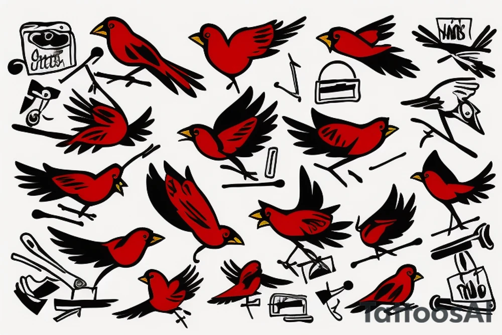 Flying cardinal tattoo idea