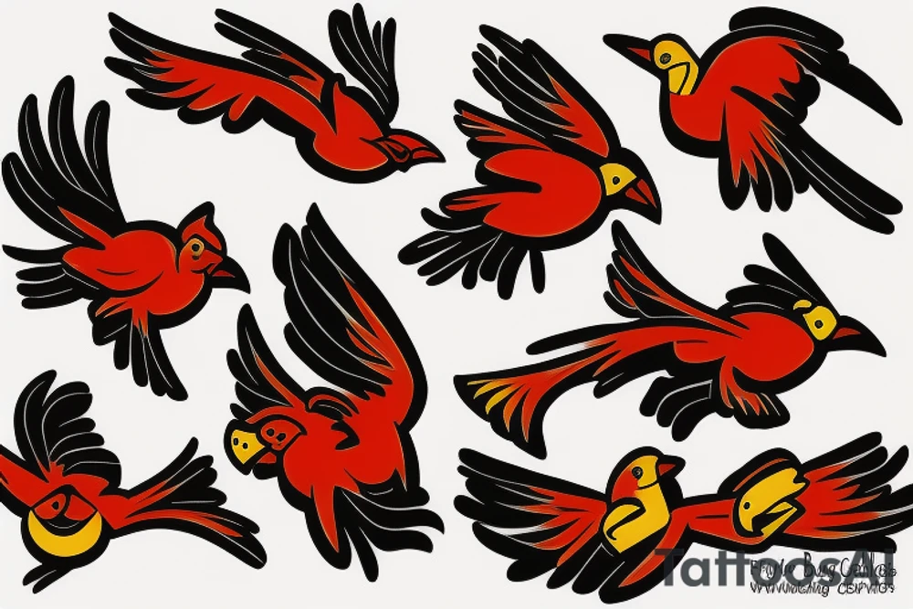 Flying cardinal tattoo idea