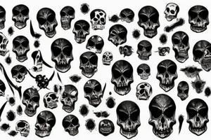 Black Death skulls dripping wet tattoo idea