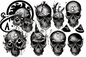 Black Death skulls dripping wet tattoo idea