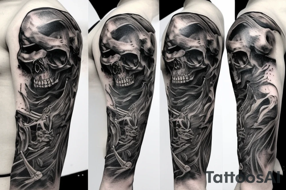 Black Death skull king tattoo idea