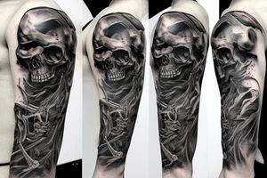 Black Death skull king tattoo idea