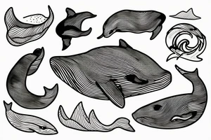 Whale swimming through mountains tattoo idea