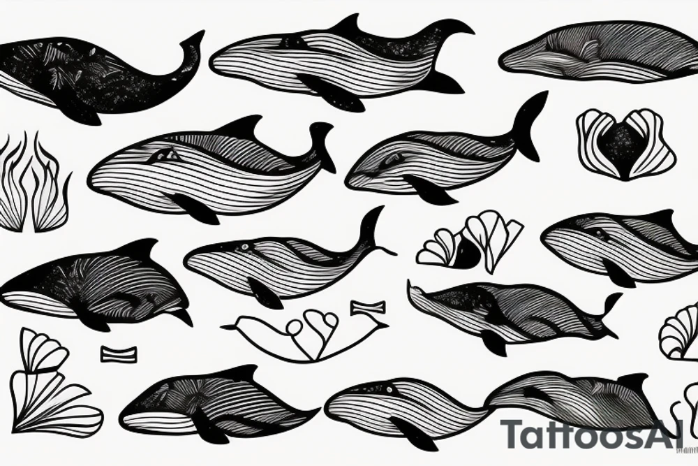 Whale swimming through mountains tattoo idea