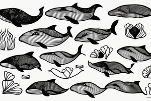 Whale swimming through mountains tattoo idea