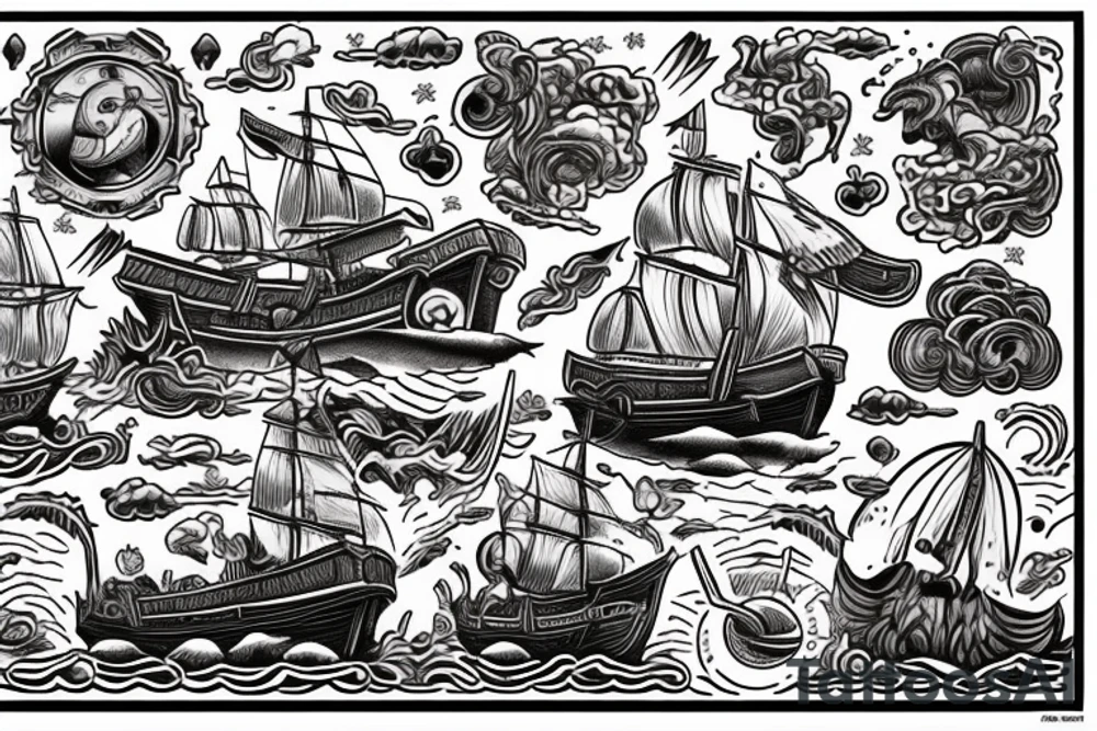 Noah’s Ark on a stormy sea tattoo idea