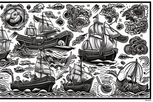 Noah’s Ark on a stormy sea tattoo idea