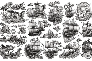 Noah’s Ark on a stormy sea tattoo idea