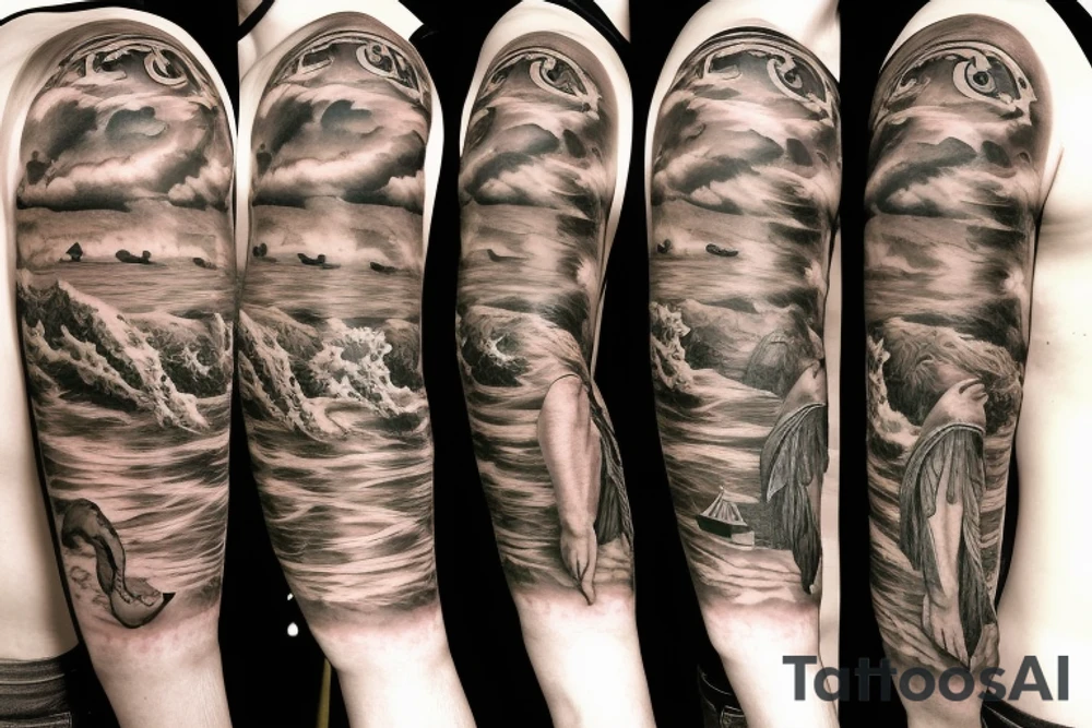 Noah’s Ark on a stormy sea tattoo idea