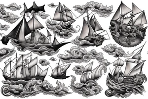 Noah’s Ark on a stormy sea tattoo idea