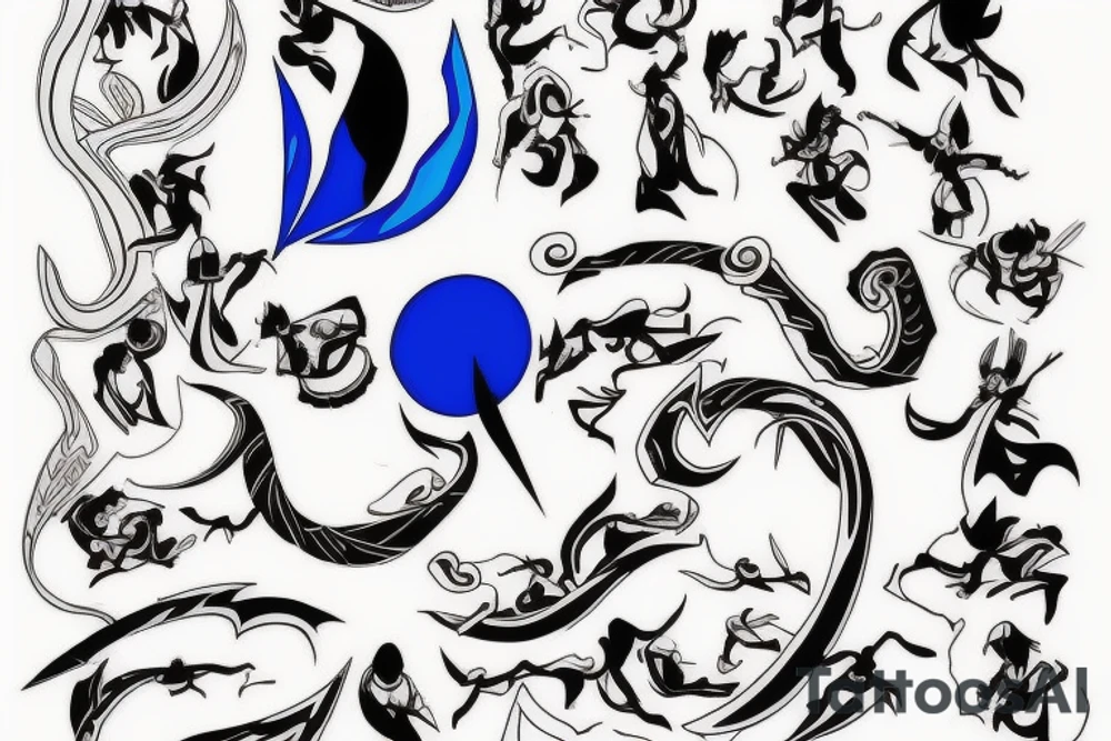 There is a cartoon called Avatar the last airbender, there is a Blue boomerang in that cartoon, make me a tattoo of that boomerang tattoo idea