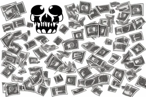 money with little text death on it tattoo idea