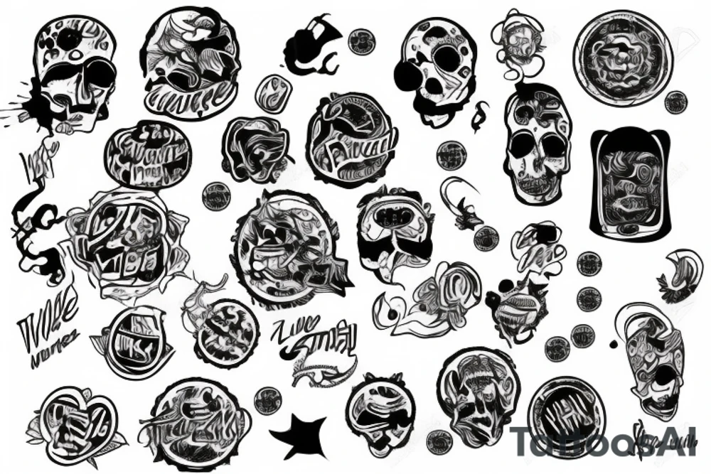money with little text death on it tattoo idea
