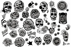 money with little text death on it tattoo idea