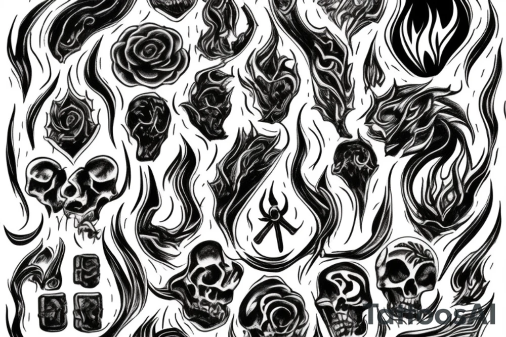 fire with death tattoo idea