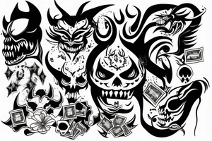 demon head with money tattoo idea