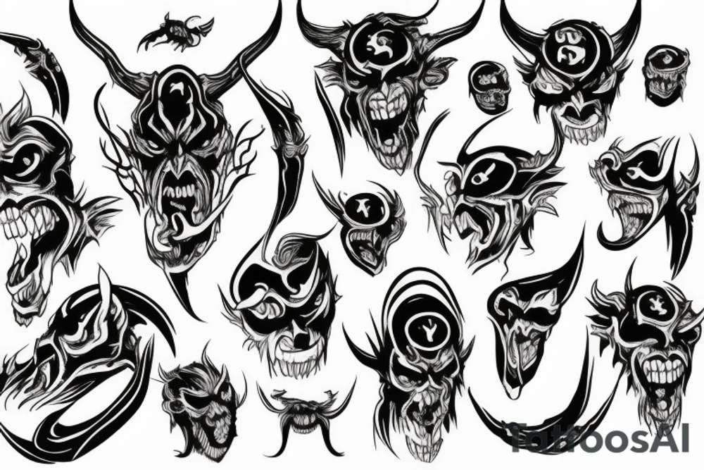 demon head with money tattoo idea