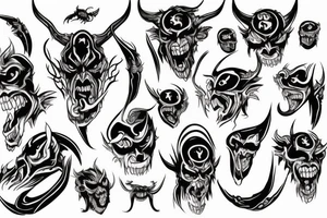 demon head with money tattoo idea