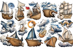 Noah’s Ark on a stormy sea tattoo idea