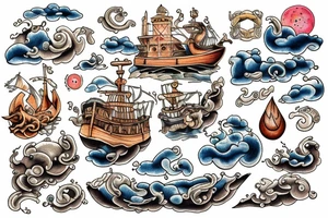 Noah’s Ark on a stormy sea tattoo idea