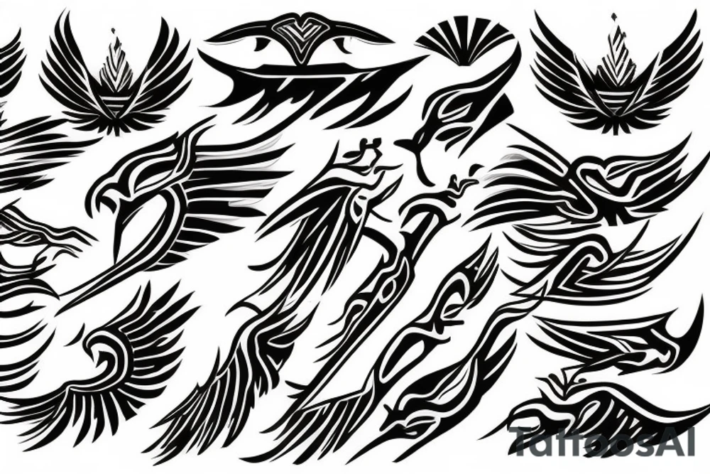 thunderbird with the four elements tattoo idea