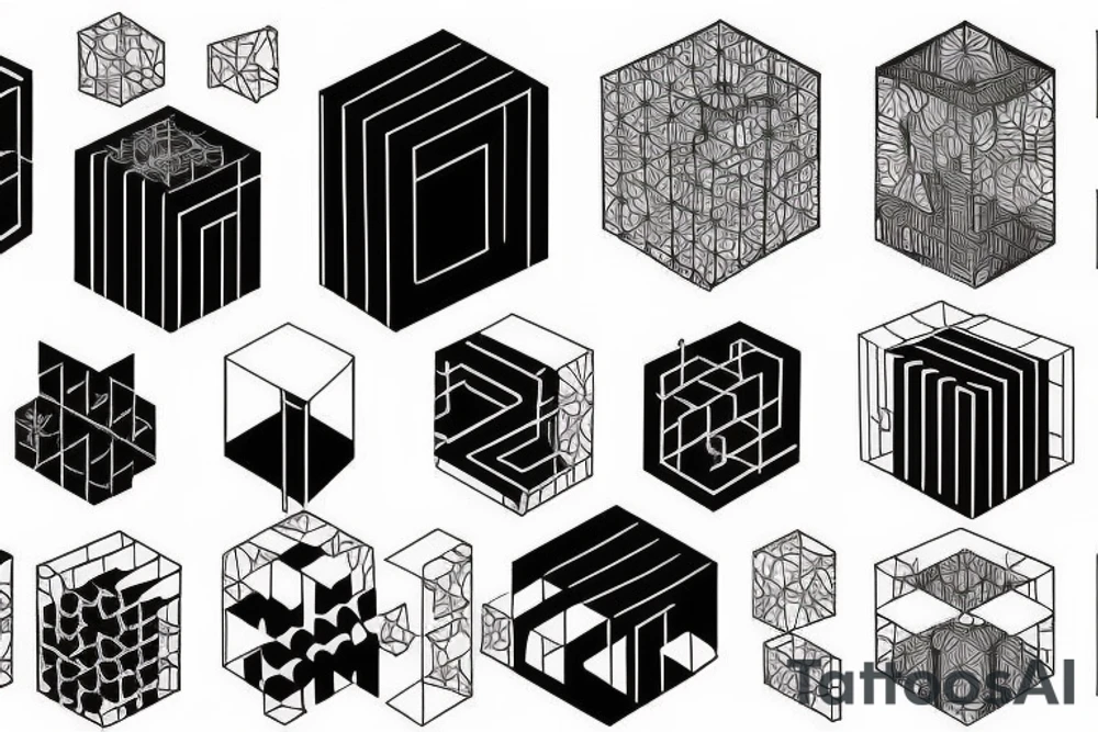 Simple, Architecture, Minimalistic, Cube tattoo idea