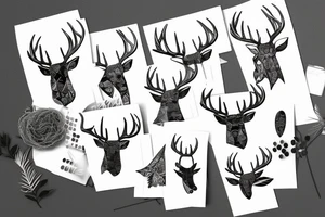 deer with large antlers on which leaves grow tattoo idea