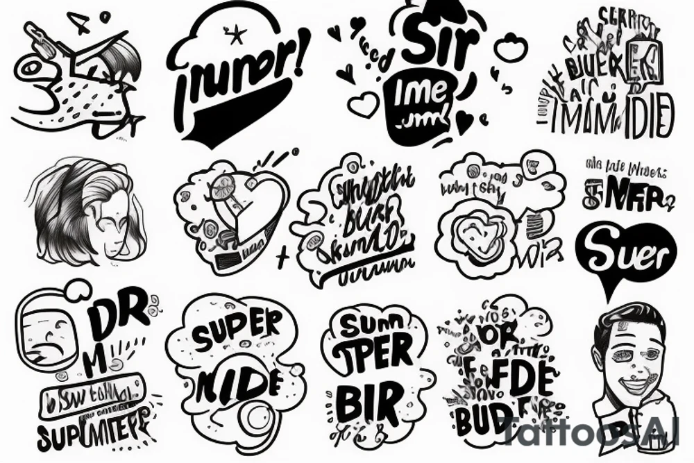 the sentence "im super dumb and my tinder bio sucks" tattoo idea