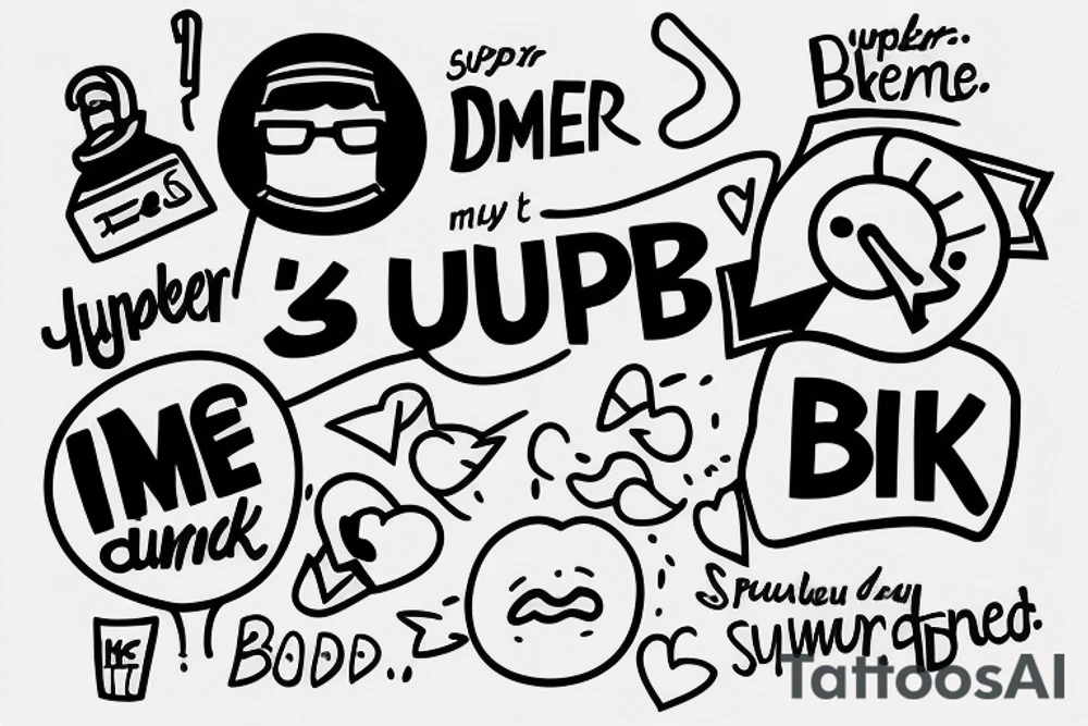 the sentence "im super dumb and my tinder bio sucks" tattoo idea