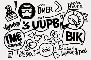 the sentence "im super dumb and my tinder bio sucks" tattoo idea