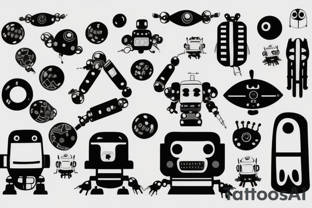 Minimal trap with future robots tattoo idea