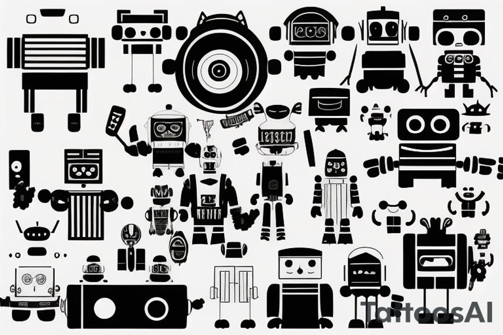 Minimal trap with future robots tattoo idea