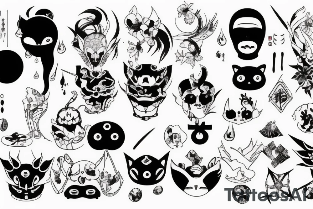 Minimal trap with future Japanese style tattoo idea