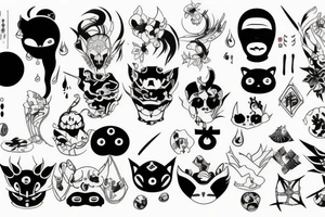 Minimal trap with future Japanese style tattoo idea