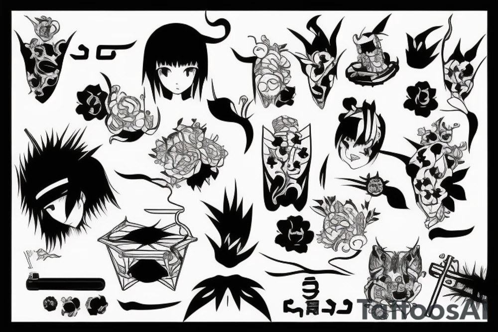 Minimal trap with future Japanese style tattoo idea