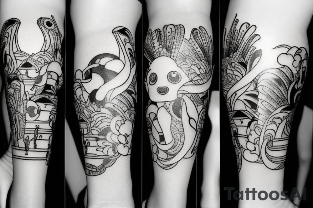 Minimal tattoo with future Japanese style on leg tattoo idea