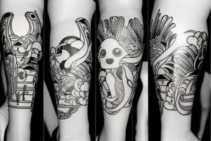 Minimal tattoo with future Japanese style on leg tattoo idea