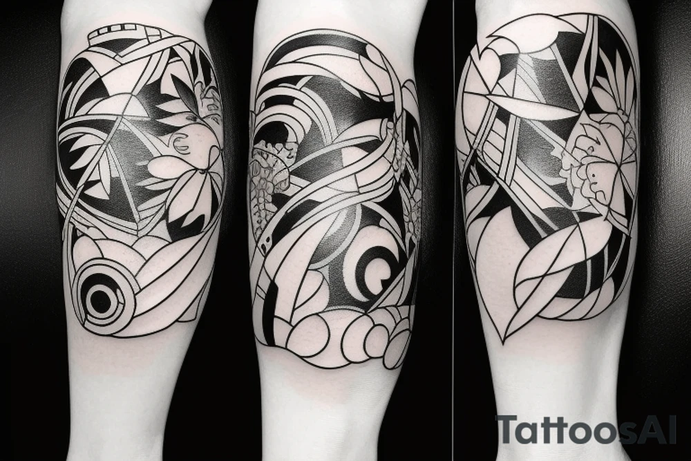 Minimal tattoo with future Japanese style on leg tattoo idea